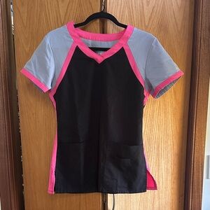 Grey's Anatomy Pink and Gray Scrub Top